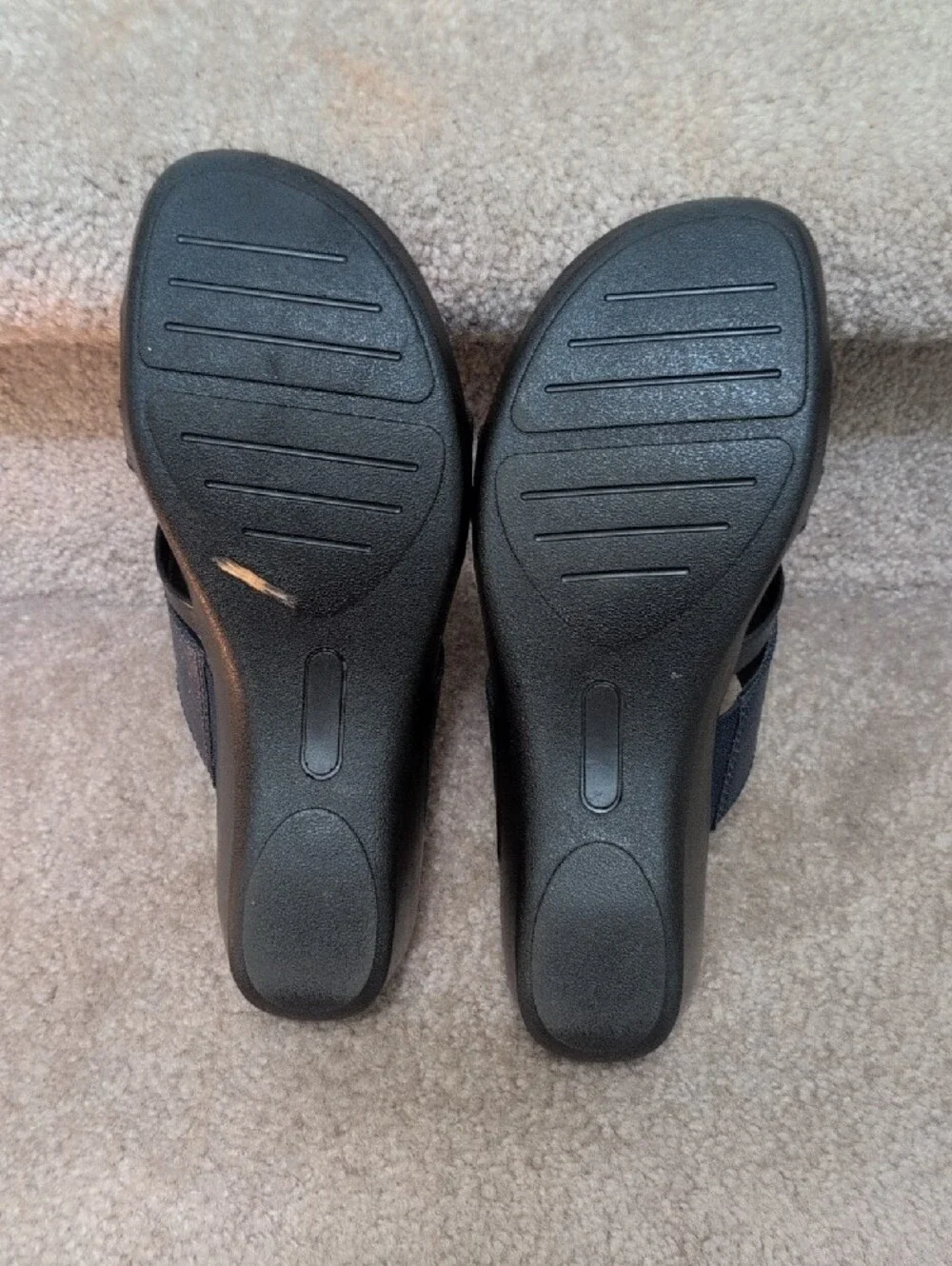 Kim Rogers Navy Textured Slide Sandals